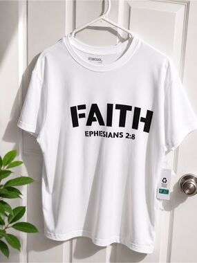 FAITH Ephesians 2:8 White Graphic Tee